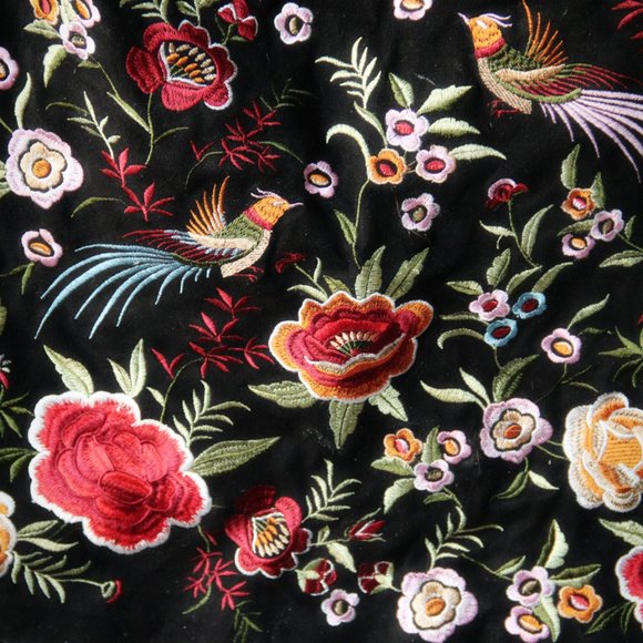 Floral Embroidered Suede Skirt - Picture 2 of 4